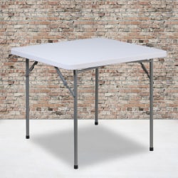 Flash Furniture Square Plastic Folding Table, 29"H x 33-3/4"W x 33-3/4"D, Granite White