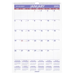 2025 AT-A-GLANCE® Erasable Monthly Wall Calendar, 12" x 17", Traditional, January 2025 To December 2025, PMLM0228