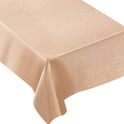 Amscan Metallic Fabric Table Cover, 60" x 84", Rose Gold