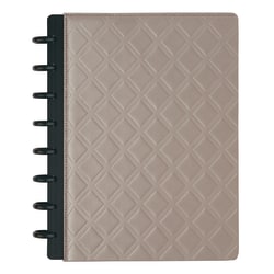 TUL™ Discbound Notebook, Junior Size, Embossed Leather Cover, Narrow Ruled, 120 Pages (60 Sheets), Gray