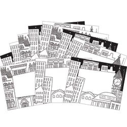 Barker Creek Name Badges/Self-Adhesive Labels, 3 1/2" x 2 3/4", Color Me! Cityscape, Pack Of 45