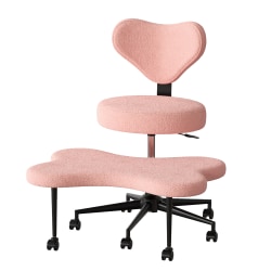 Pinmoco Ergonomic Fabric Mid-Back Cross-Legged Swivel Task Chair, Pink