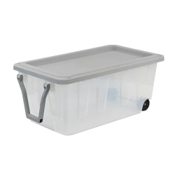 Centrex Tough Box Wheeled Tote With Lid, 40-Gallon, 39-1/4"L x 22"W x 16-1/2"H, Clear/Gray