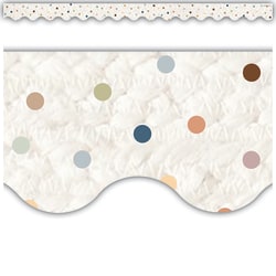 Teacher Created Resources Scalloped Border Trim, 2-3/16" x 35", Everyone is Welcome Dots, Pack Of 12
