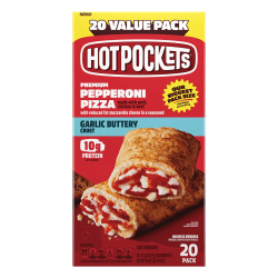 Hot Pockets Pepperoni Pizza Frozen Sandwiches, 6.38 Oz, Pack Of 20 Sandwiches