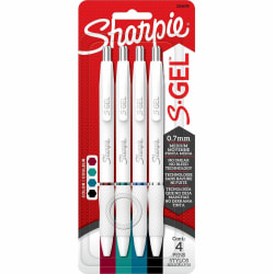 Sharpie S-Gel, White Fashion Barrel, Medium Point (0.7mm) - 0.7 mm Medium, Bold Pen Point - White Plastic Barrel - 4/Pack - 2206098