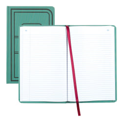 National® Sewn Canvas Account Book, 12 1/8" x 7 5/8", 50% Recycled, Green, 35 Lines Per Page, Book Of 500 Pages