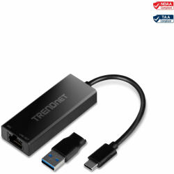 TRENDnet USB-C 3.1 To 2.5GBase-T Ethernet Adapter, IEEE 802.3bz 2.5GBASE-T Compliant, Supports Up to 2.5Gbps connection Speeds, Supports 802.1p (CoS) And 802.1Q (VLAN), Black, TUC-ET2G (V2.0R) - USB-C 3.1 to 2.5GBASE-T Ethernet Adapter