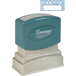 Xstamper® One-Color Title Stamp, Pre-Inked, "Entered", Blue