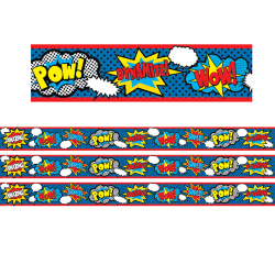 Teacher Created Resources Straight Border Trim Rolls, 50’, Superhero, Pack Of 3 Rolls