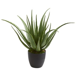 Nearly Natural Aloe 26" Artificial Plant With Pot, Green/Black
