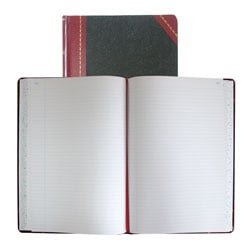 National® Brand Hardbound Columnar Record Book, 10 3/8" x 8 1/8", 50% Recycled, Black, 37 Lines Per Page, Book Of 150 Pages