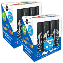 The Pencil Grip Kwik Stix Solid Tempera Paint Sticks, Black, 12 Sticks Per Pack, Set Of 2 Packs