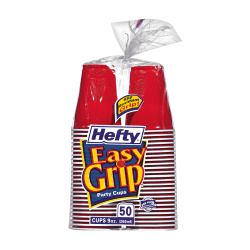 Hefty® Easy Grip Disposable Plastic Party Cups, 9 Oz, Red, Pack Of 50