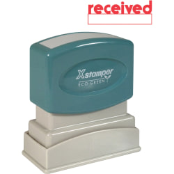 Xstamper® One-Color Title Stamp, Pre-Inked, "Received", Red