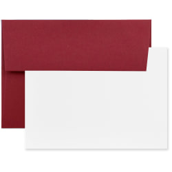 JAM Paper® Stationery Set, 5 1/4" x 7 1/4", Set Of 25 White Cards And 25 Dark Red Envelopes