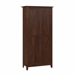 Bush® Furniture Key West 32"W Tall Storage Cabinet With Doors, Bing Cherry, Standard Delivery