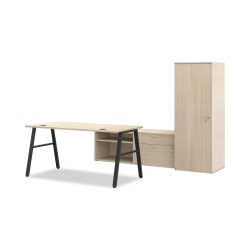 HON Mod 84"W Executive Workstation, Desert Oak/Black