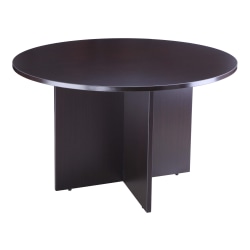 Boss Office Products 47"W Round Wood Conference Table, Mocha
