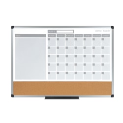 MasterVision® 3-In-1 Cork Planner Board, 24" x 36", Aluminum, Plastic Frame