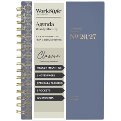 Mead Cambridge® WorkStyle® Classic Academic 2026-2027 Weekly Monthly Planner, Steel Blue, Small, 5 1/2" x 8 1/2"