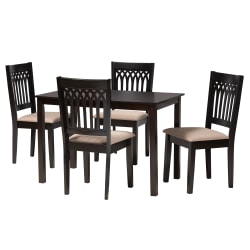 Baxton Studio Genesis Modern 5-Piece Dining Set, 29-3/16"H x 43-5/16"W x 27-9/16"D, Beige/Dark Brown
