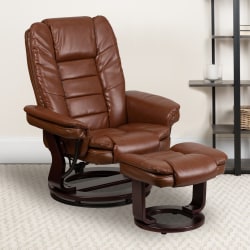 Flash Furniture LeatherSoft™ Faux Leather Recliner And Ottoman, Vintage Brown/Mahogany