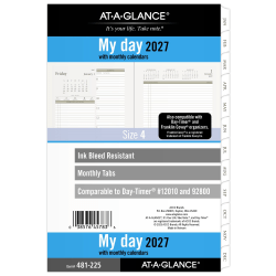 AT-A-GLANCE® 2027 Daily Planner Two Page Per Day Refill, Loose-Leaf, Desk Size, 5 1/2" x 8 1/2", 48122527