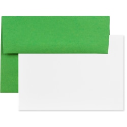 JAM Paper® Stationery Set, 4 3/4" x 6 1/2", 30% Recycled, Green/White, Set Of 25 Cards And Envelopes