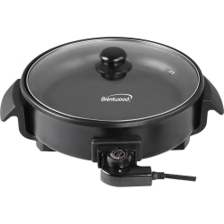 Brentwood SK-67BK 12-Inch Round Non-Stick Electric Skillet with Vented Glass Lid, Black - 12.50" Width x 15.25" Length - 450°F (232.2°C) - 1400 W