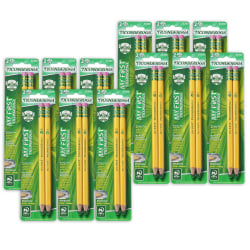 Ticonderoga My First Pencils, Sharpened, No. 2/Soft, Yellow, 2 Pencils Per Pack, Set Of 12 Packs