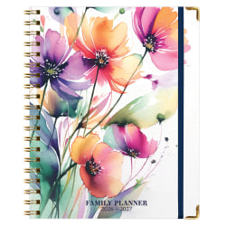 2026-2027 Excello Brands 14-Month Weekly/Monthly Academic Year Family Planner, 8-1/2" x 11", Rainbow Floral, May To June, Total Qty 1