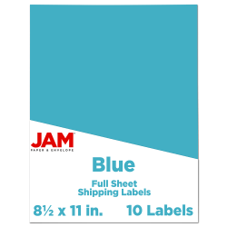JAM Paper® Full-Page Mailing And Shipping Labels, Rectangle, 8 1/2" x 11", Blue, Pack Of 10
