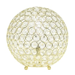 Elegant Designs Crystal Ball Table Lamp, 10"H, Gold