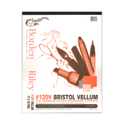 Borden & Riley #120 Bristol Pad, Vellum Finish, 11" x 14", 12 Sheets Per Pad
