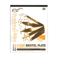 Borden & Riley #120 Bristol Pad, Plate Finish, 11" x 14", 12 Sheets Per Pad