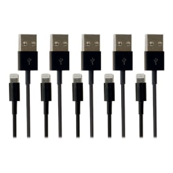 VisionTek Lightning to USB 1 Meter Cable Black 5-Pack (M/M) - 3.3 Ft USB lightning cable for iPhone, iPad Air, iPad Mini, iPod - Data and Power - Pack of 5 Cables