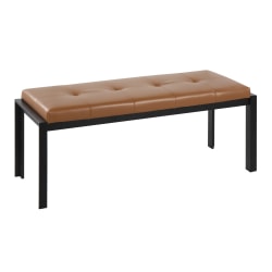 LumiSource Fuji Contemporary Faux Leather Bench, Black/Camel