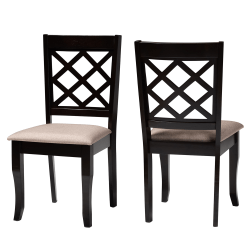 Baxton Studio Verner Dining Chairs, Sand/Dark Brown, Set Of 2 Dining Chairs