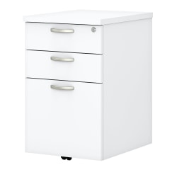 Bush Business Furniture Easy Office 3-Drawer Mobile File Cabinet, White, Standard Delivery