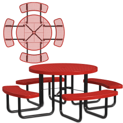 Leisure Craft Round Outdoor Picnic Table, 29-1/4"H x 81"W x 81"D, Black/Red