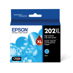 Epson® 202XL Claria® Cyan High-Yield Ink Cartridge, T202XL220-S