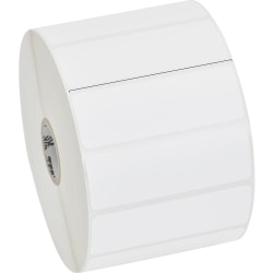 Zebra Z-Perform 2000D Thermal Label - 3"x 1" - Permanent Adhesive - Direct Thermal - White - Paper, Acrylic - 2340 / Roll - Perforated - 6 Roll