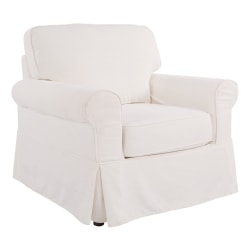 Ave Six Ashton Slipcover Chair, Ivory/Brown