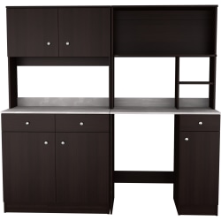 Inval Ambrosia 72"W 2-Piece Breakroom Cabinet, Espresso/Stone