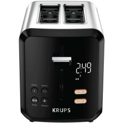 Krups My Memory Digital 2-Slot Toaster, 11-5/8"H x 7-1/8"W x 10-7/8"D, Silver/Black
