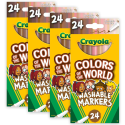Crayola Colors Of The World Fine Line Markers, Set Of 4 Packs, Fine Point, Assorted Colors, 24 Markers Per Pack