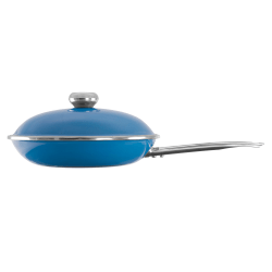 Vita® Enamel-On-Steel Nonstick Covered Skillet, 19-1/4" x 11-3/4" x 5-15/16", Blue