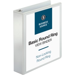 Business Source View 3-Ring Binder, 2" Round Rings, White