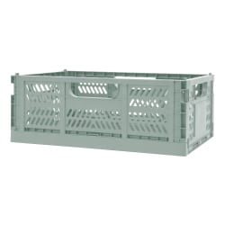 Office Depot® Brand Folding Stacking Storage Crate, 6-1/2"H x 16-15/16"W x 11-1/2"D, Sage